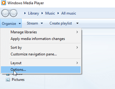 désactiver la protection contre la copie dans le lecteur Windows Media