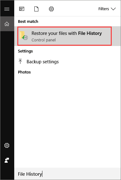 Restaurer vos fichiers avec l'historique des fichiers