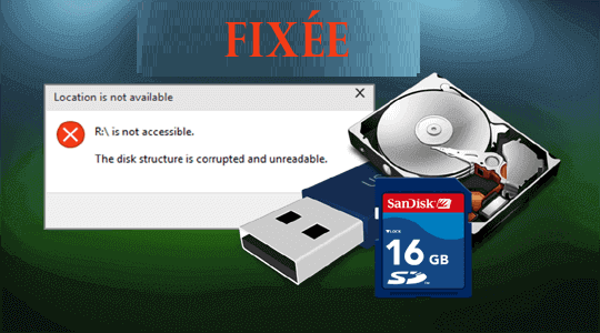 La structure du disque est corrompue et illisible
