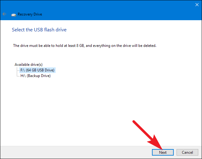 Créer Windows 10 Récupération USB