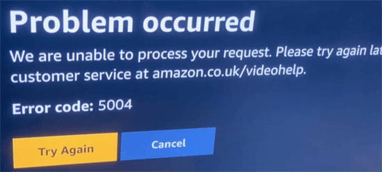 code d'erreur Amazon Prime 5004
