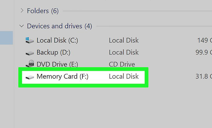 Formater la carte mémoire à l'aide d'un Windows PC1