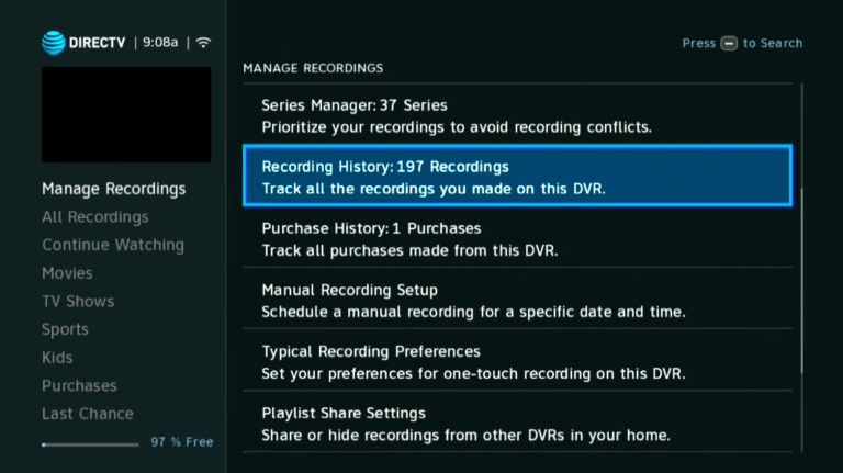 DirecTV DVR Enregistrements Récupération